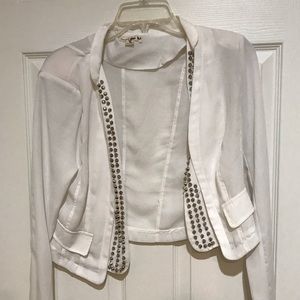 Sheer white studded blazer